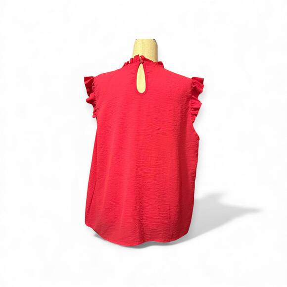 Women’s Hot Pink Sleeveless Ruffle Neck Blouse 1XL - Picture 2 of 3